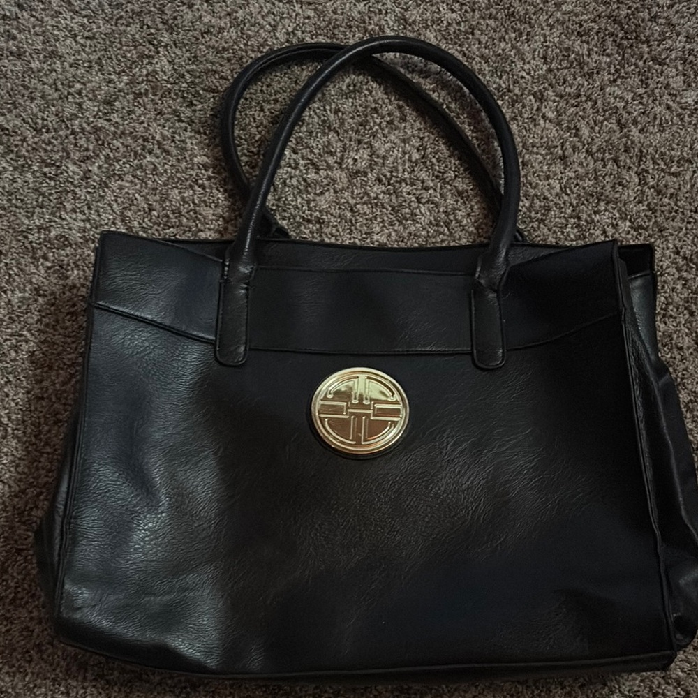 Sophisticated Black and Gold Leather Tote